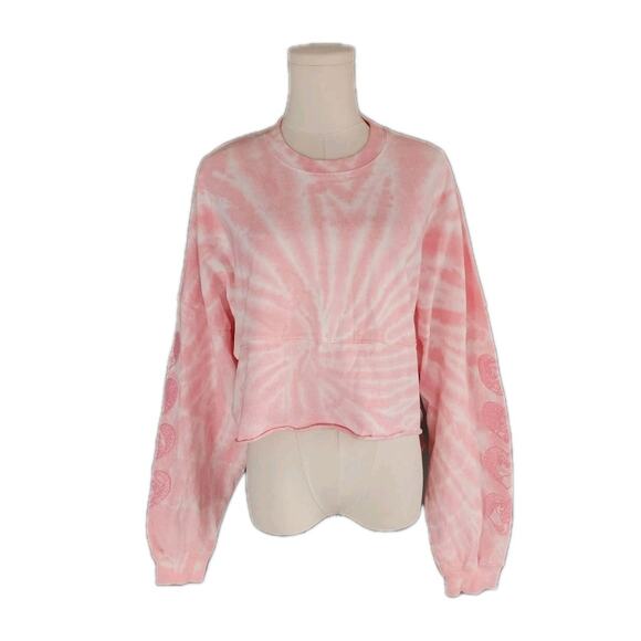 Nwt Disney Prince Cropped Spirit Jersey Royal Crush Pullover TieDye Pink Top Med - Picture 2 of 9